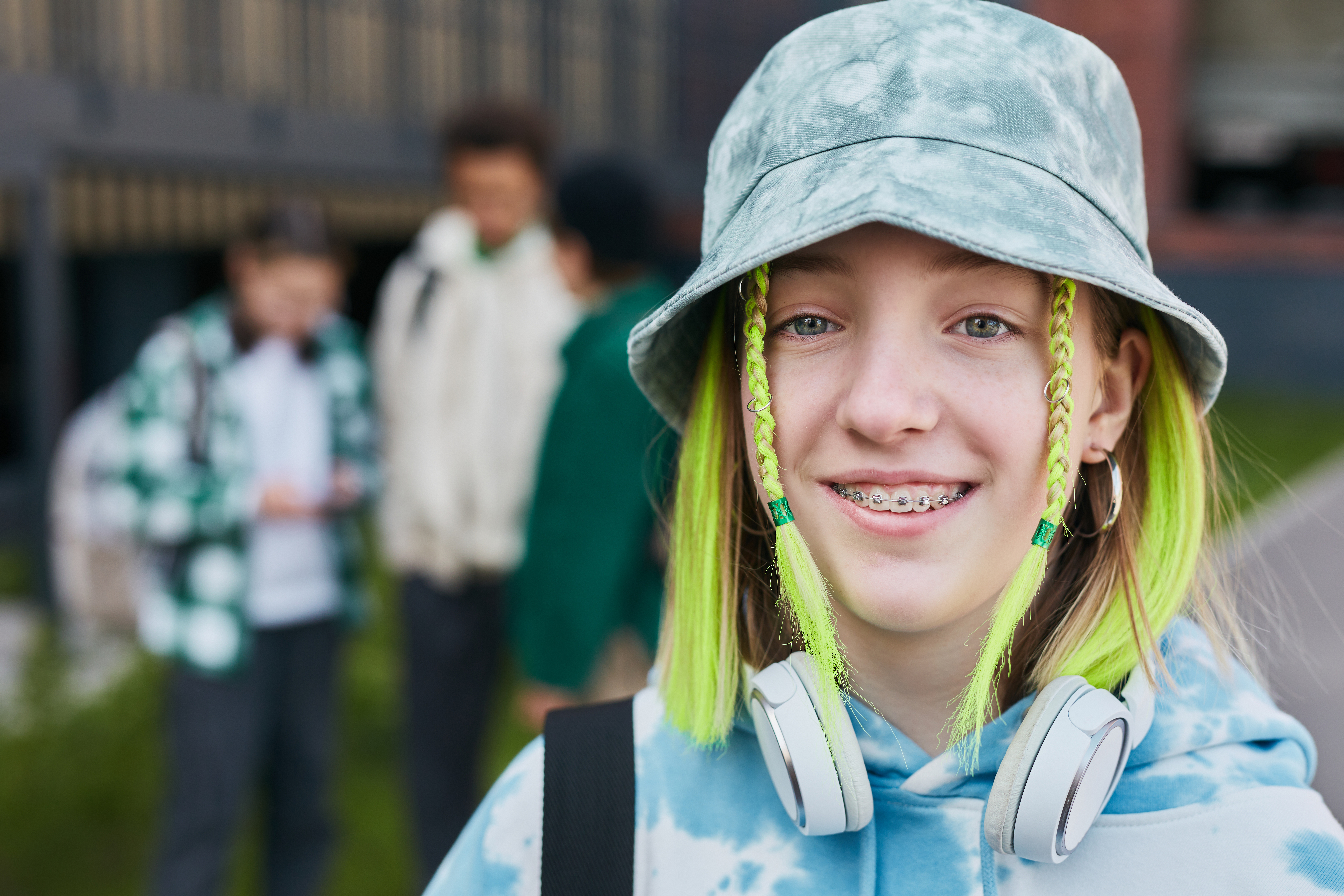 teenage girl with coloured hair